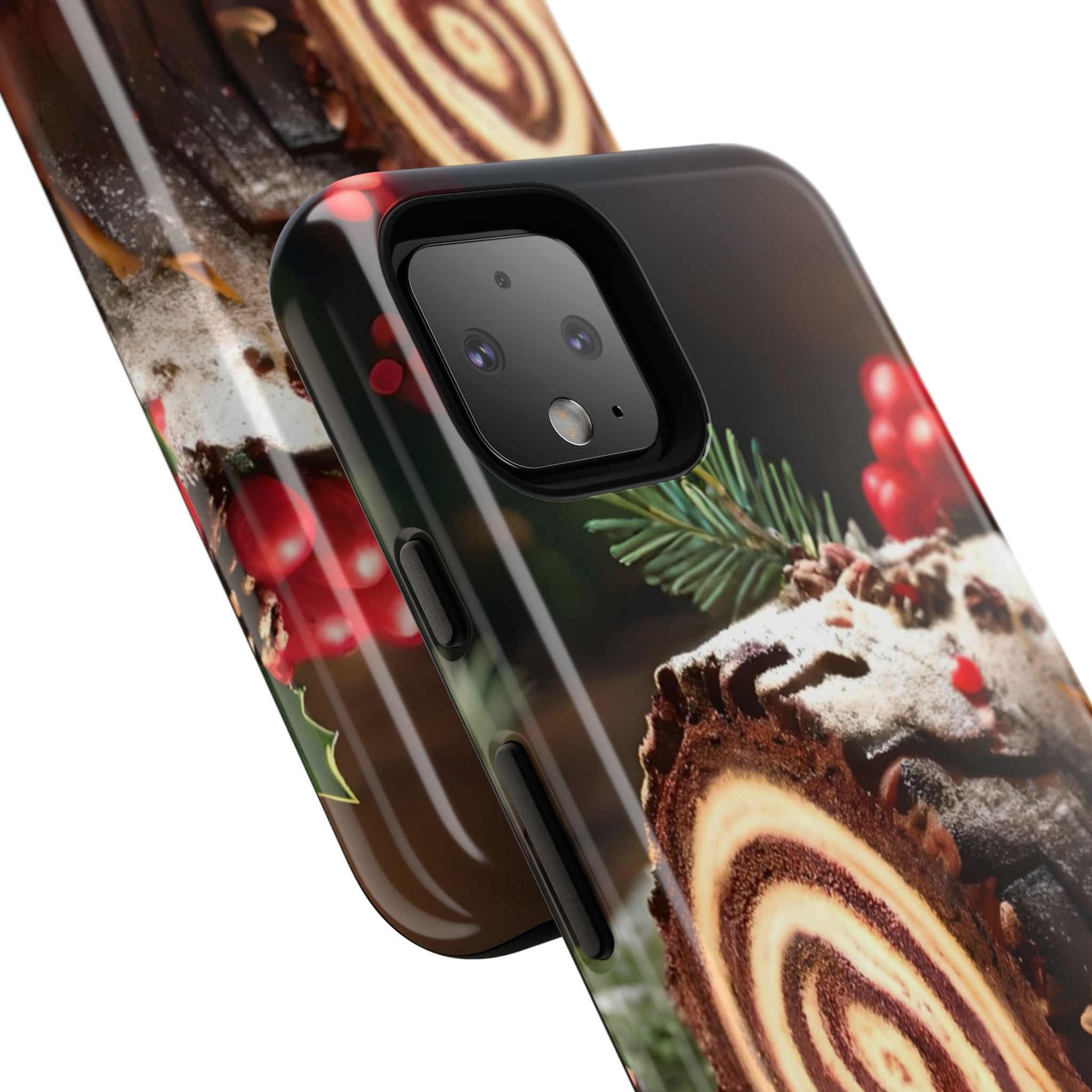 Festive Phone Case with Yule Log Design