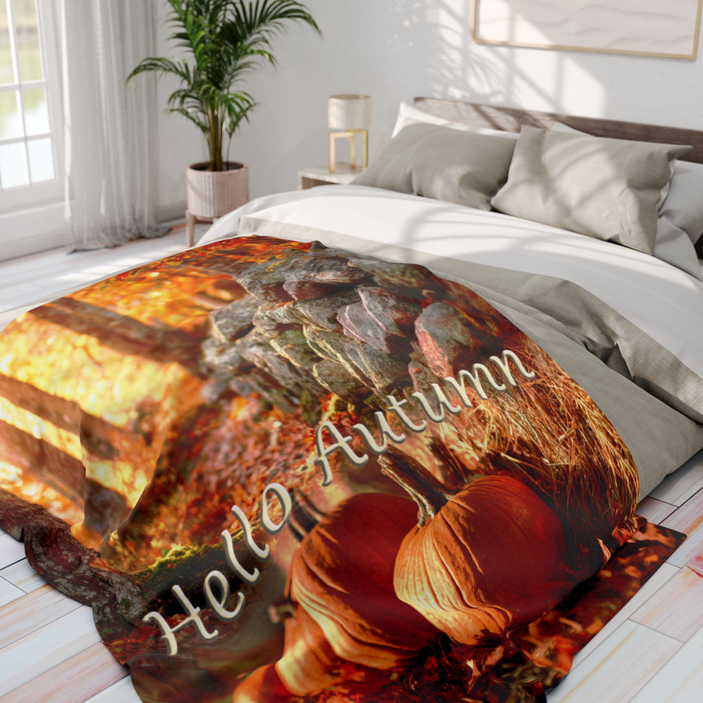 Couverture douillette avec motif citrouille d'automne