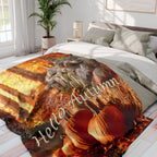 Couverture douillette avec motif citrouille d'automne