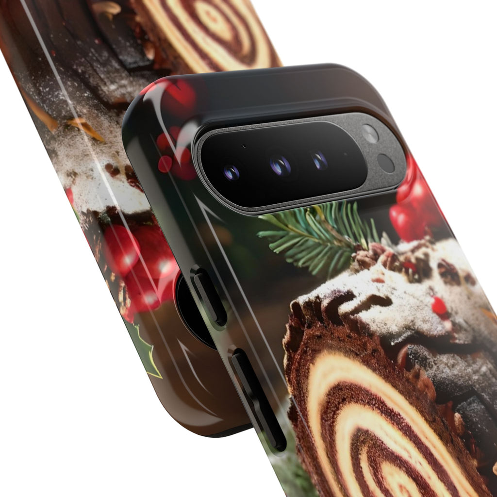 Festive Phone Case with Yule Log Design