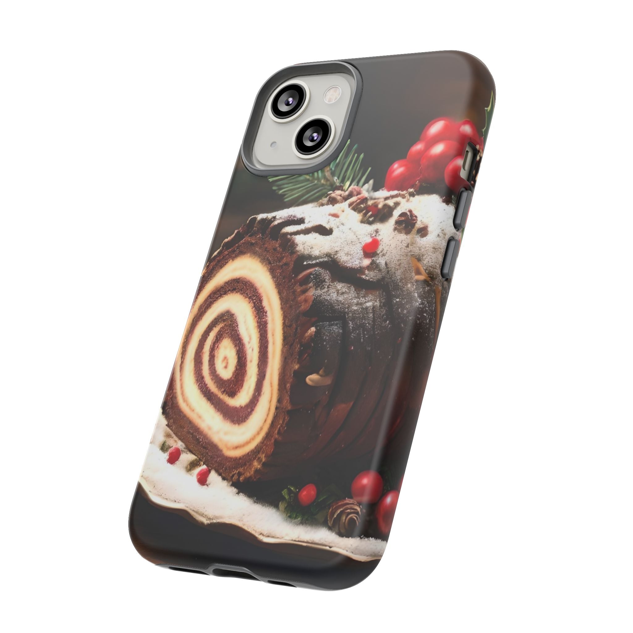 Festive Phone Case with Yule Log Design