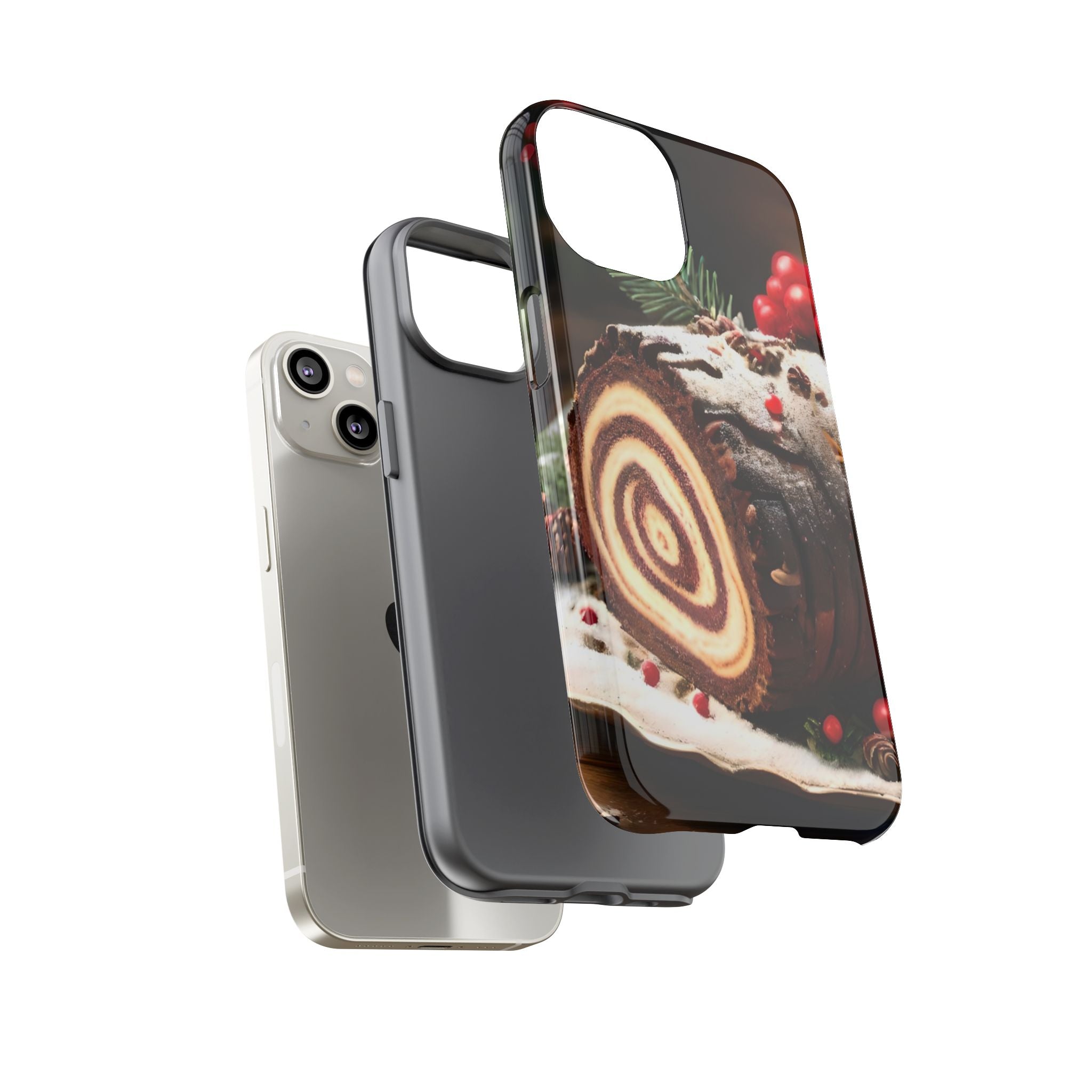 Festive Phone Case with Yule Log Design
