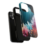 Faisceau lumineux coloré de la grotte de cristal, étui de téléphone