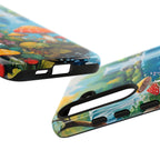 Coque de téléphone champignon avec scène de nature vibrante