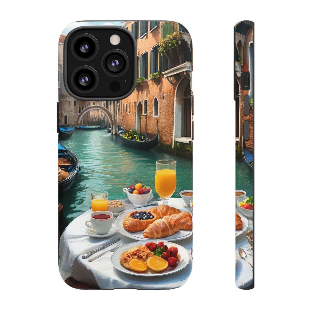 Scène de petit-déjeuner à Venise, étui de téléphone