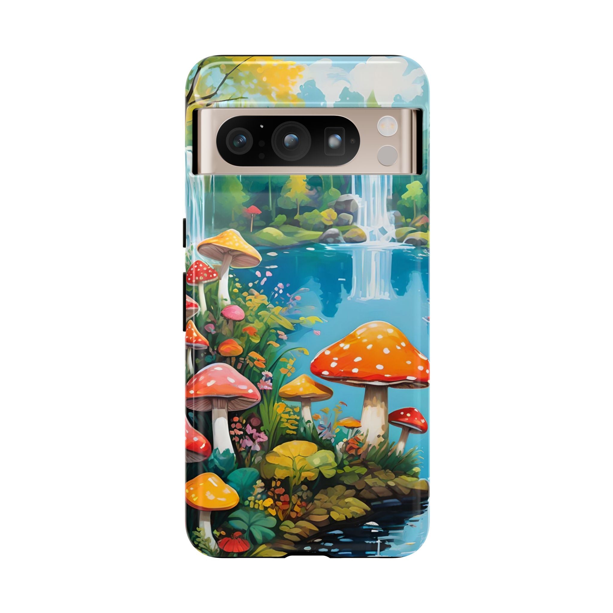 Mushroom Phone Case with Vibrant Nature Scene