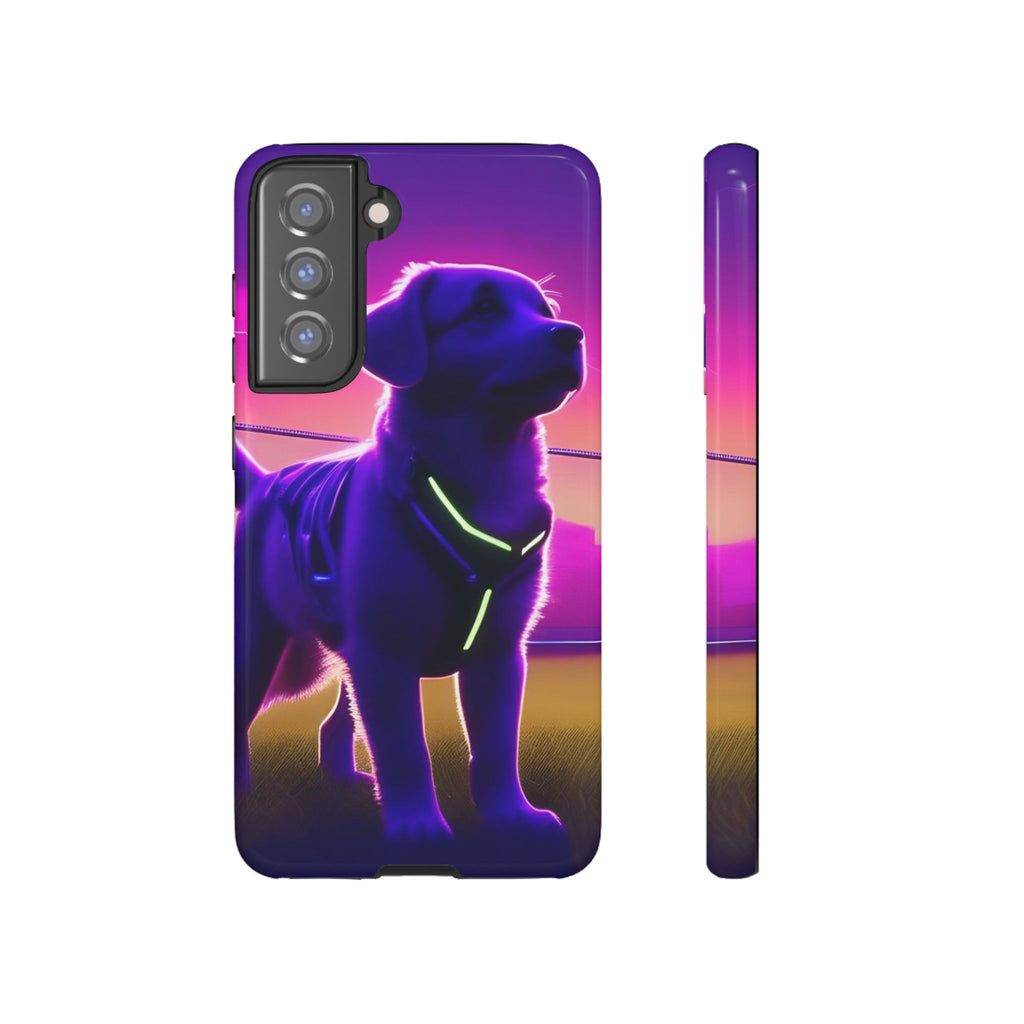 Coque de téléphone motif chien néon vibrant