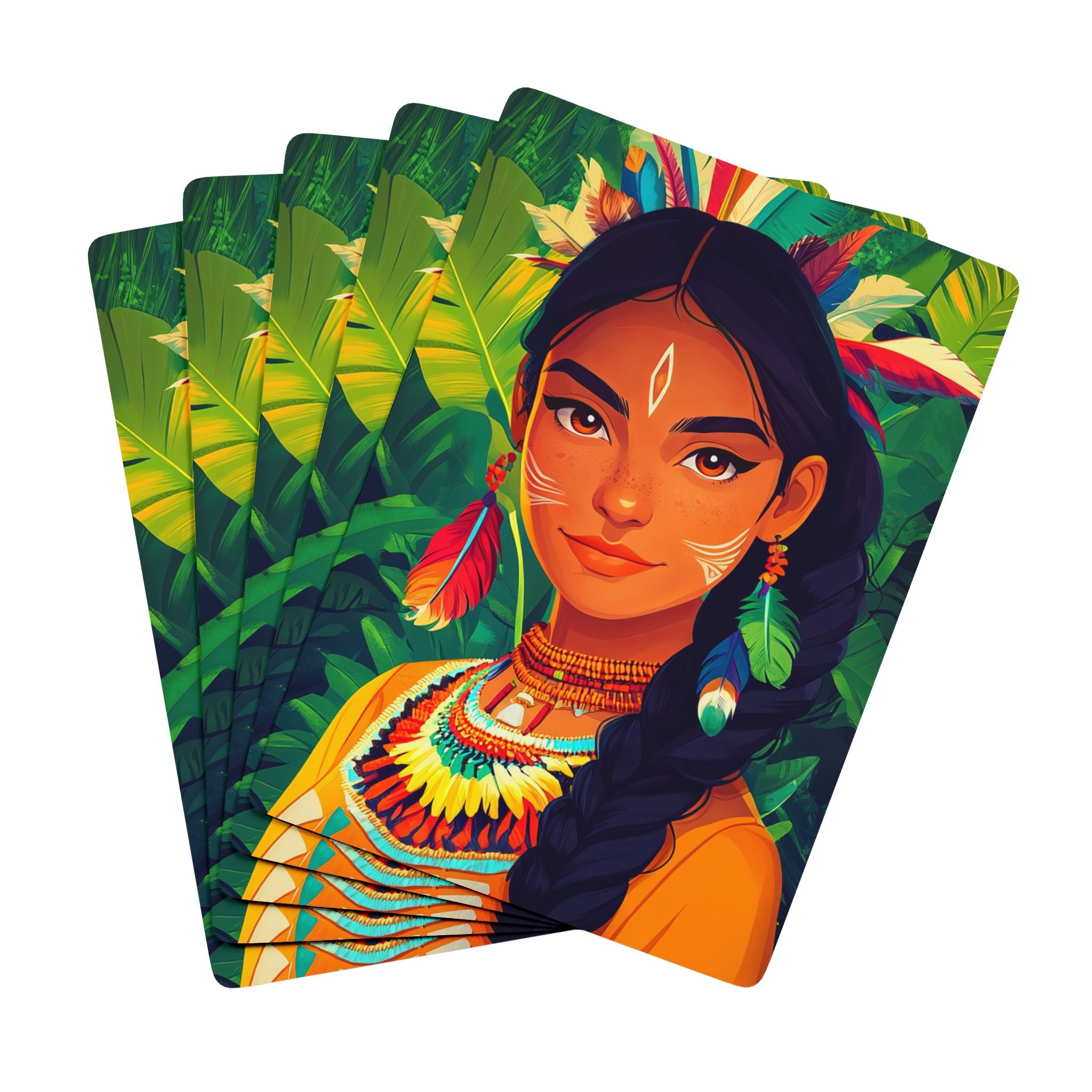 Indigenous Woman's Portrait Print, Playing Cards Deck