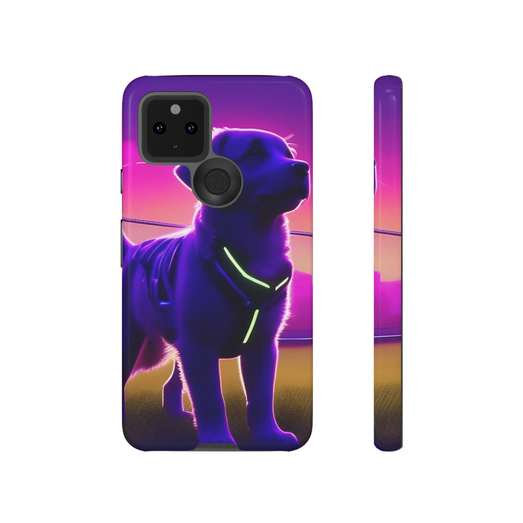 Coque de téléphone motif chien néon vibrant