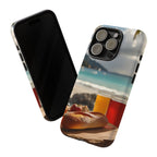 Vue d'un pique-nique sur une plage tropicale, étui pour téléphone