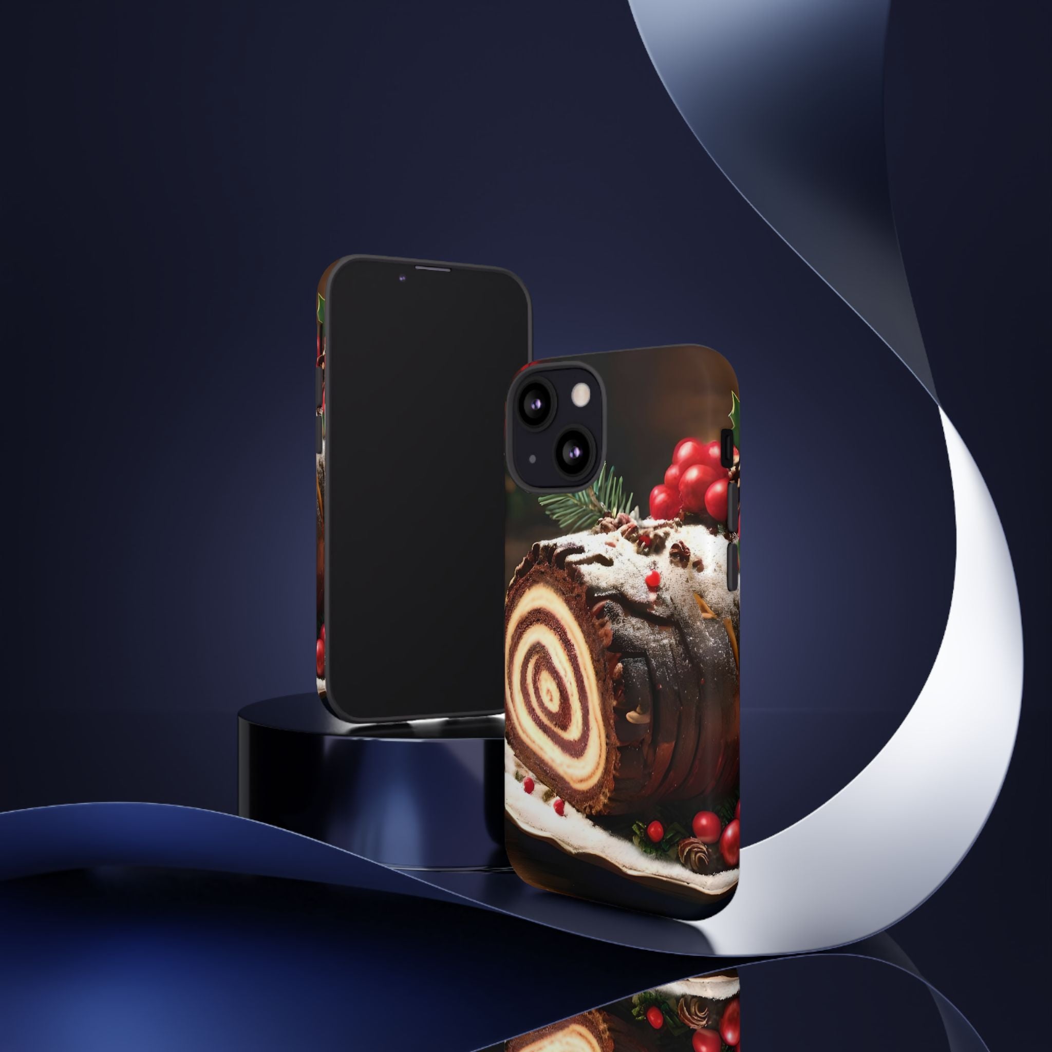 Festive Phone Case with Yule Log Design