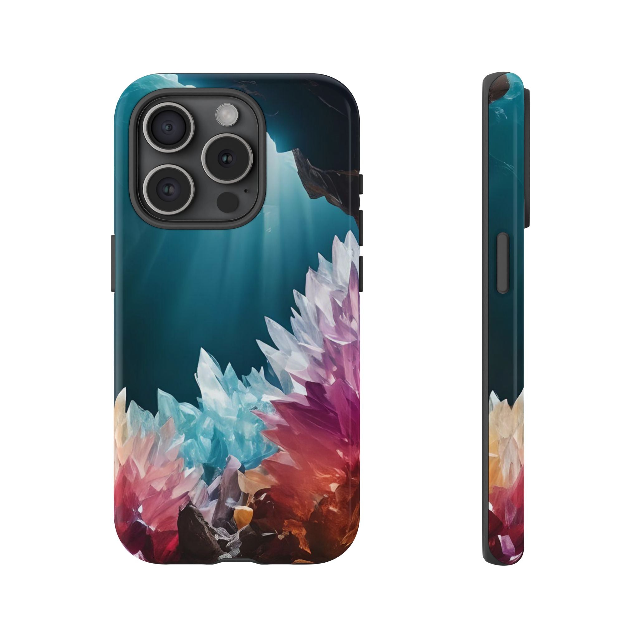 Colorful Crystal Phone Case, Tough Phone Cover, Gemstone Case, Unique iPhone Cover, Vibrant Art Protector, Gift for Geology Lovers