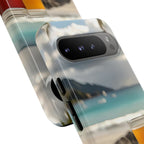 Vue d'un pique-nique sur une plage tropicale, étui pour téléphone