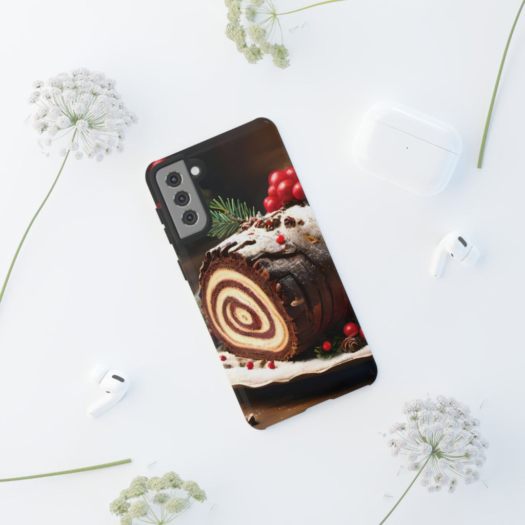 Festive Phone Case with Yule Log Design
