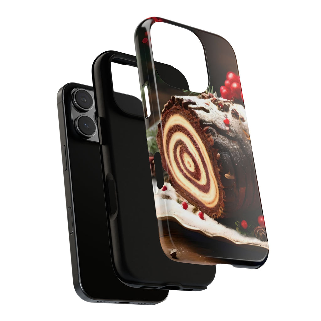 Festive Phone Case with Yule Log Design