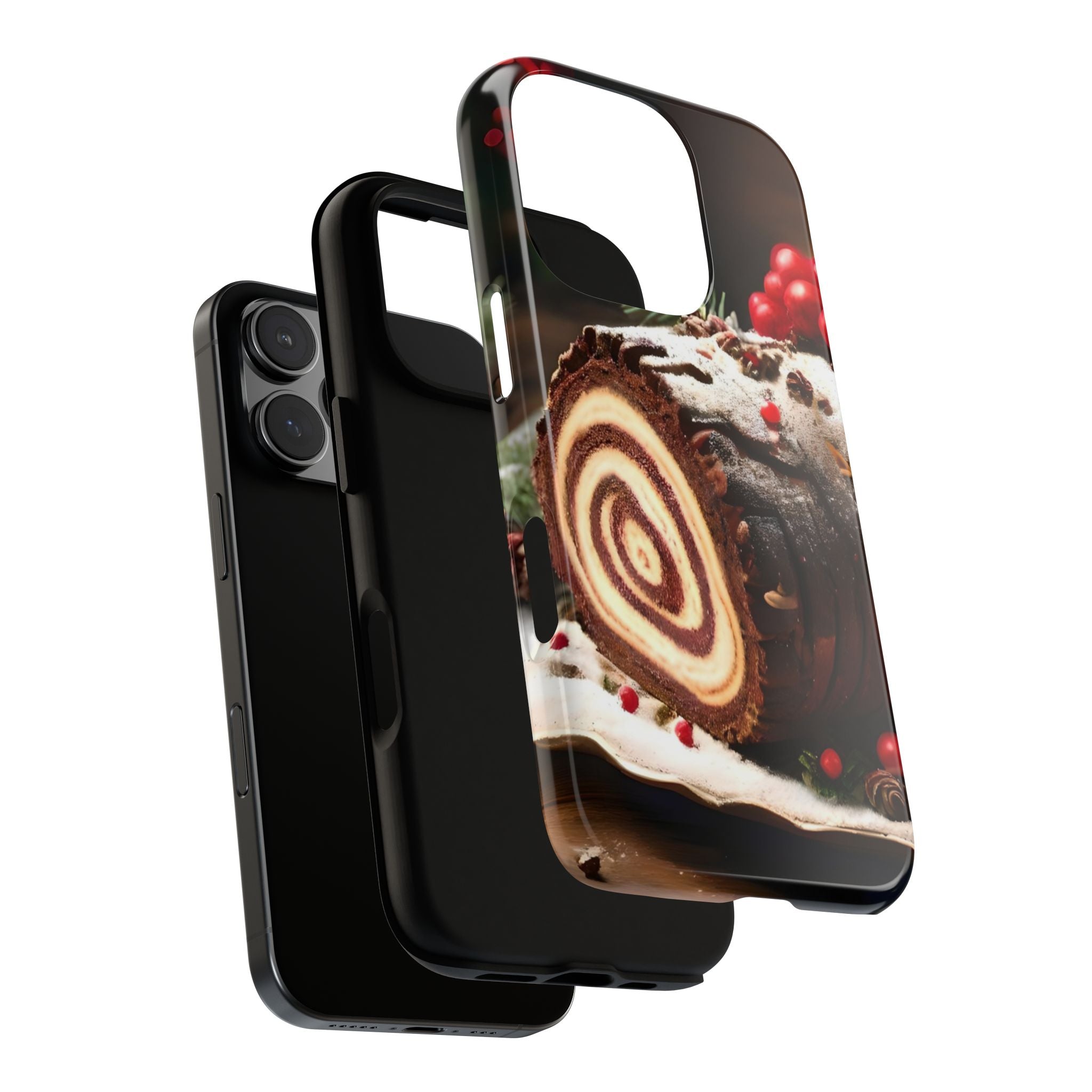 Festive Phone Case with Yule Log Design