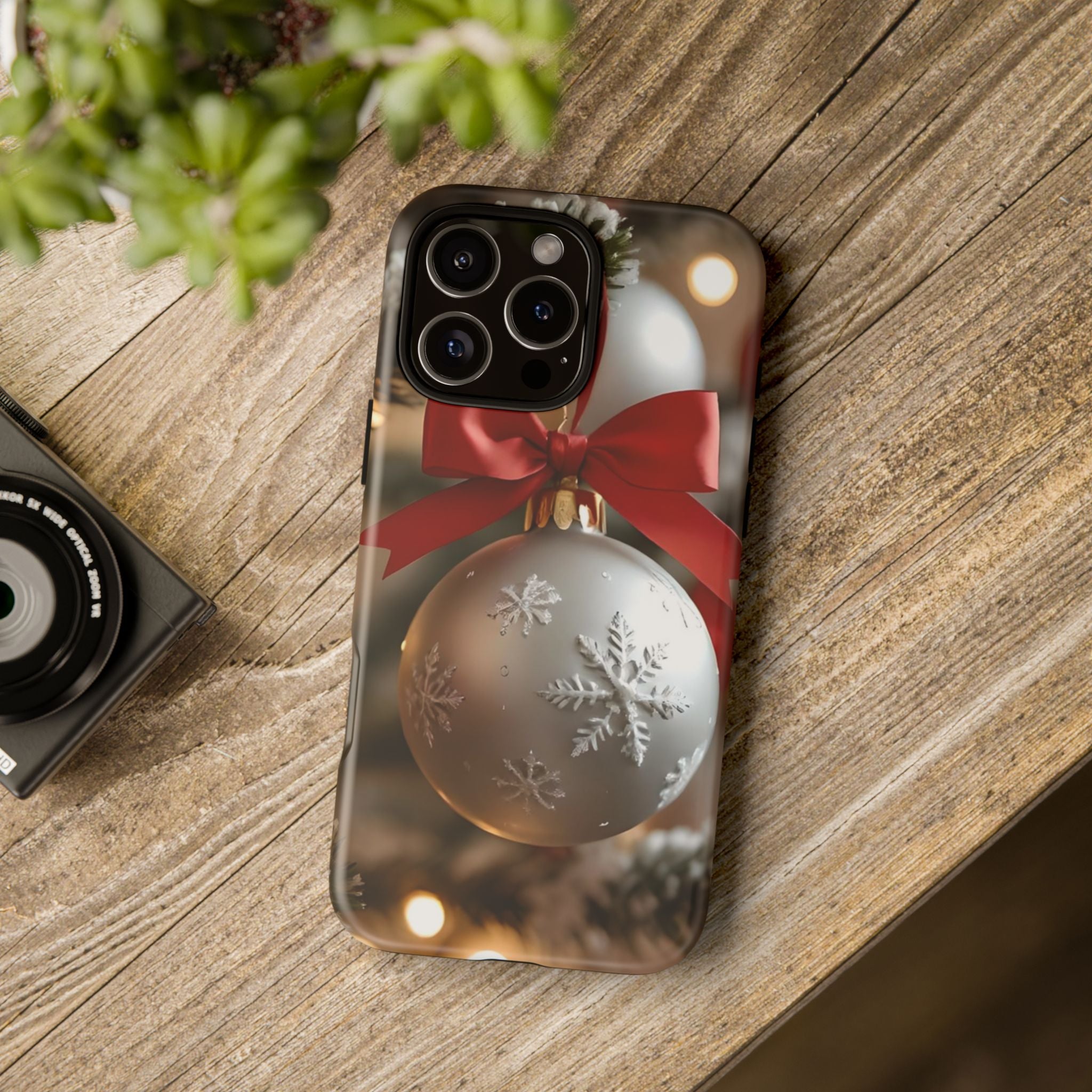 Christmas Phone Case with Seasonal Ornament Design