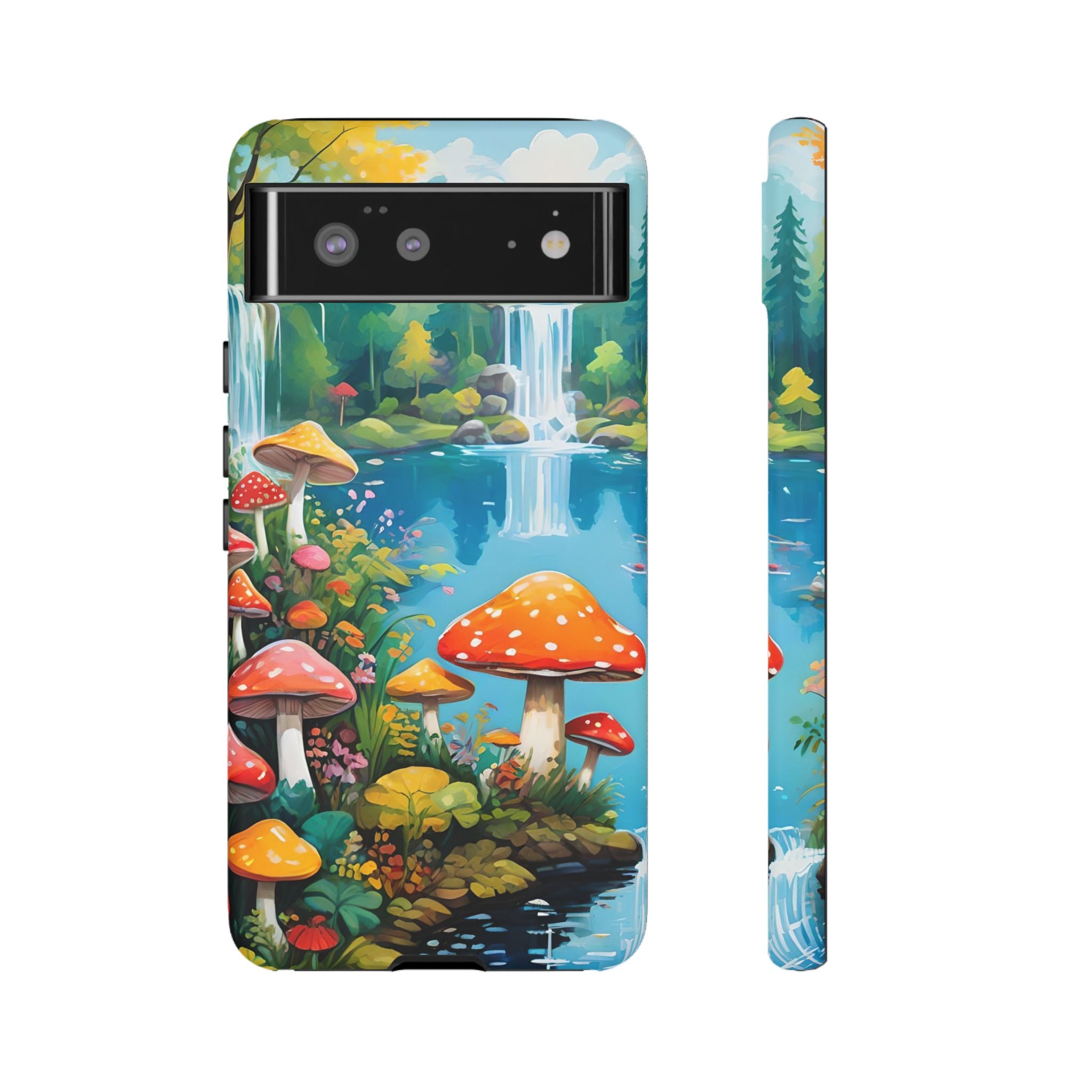Mushroom Phone Case with Vibrant Nature Scene