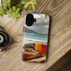 Vue d'un pique-nique sur une plage tropicale, étui pour téléphone