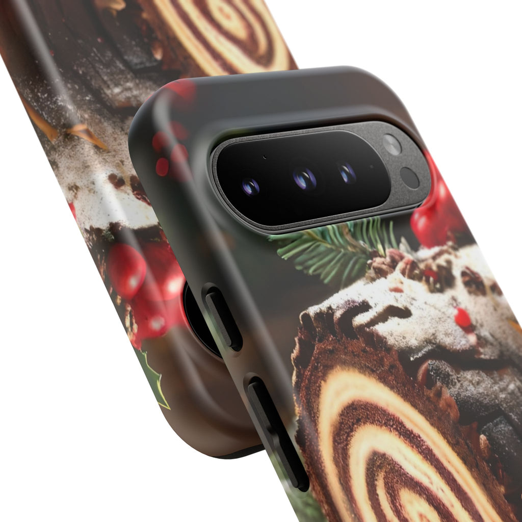 Festive Phone Case with Yule Log Design