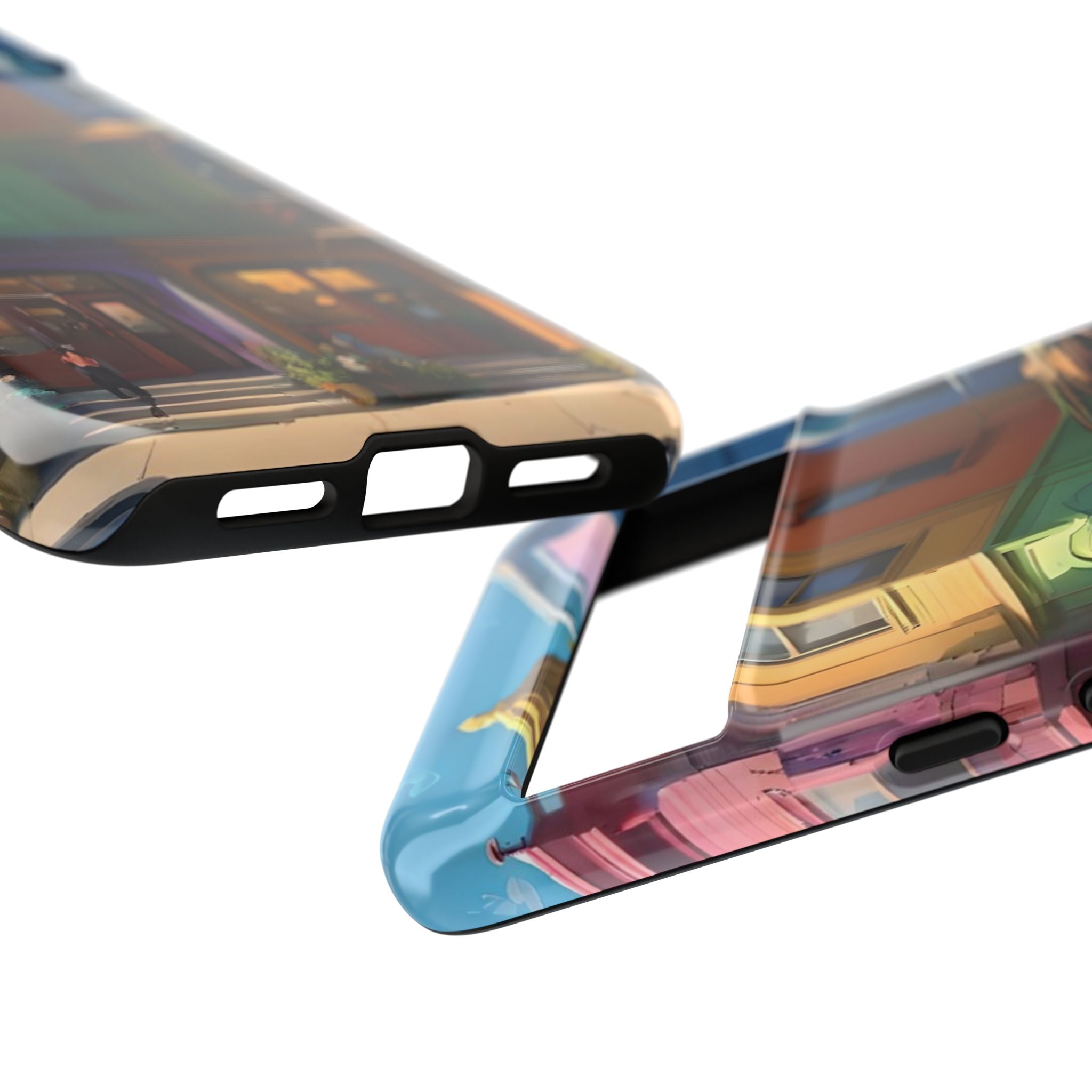 Colorful City Street Art Print, Phone Case