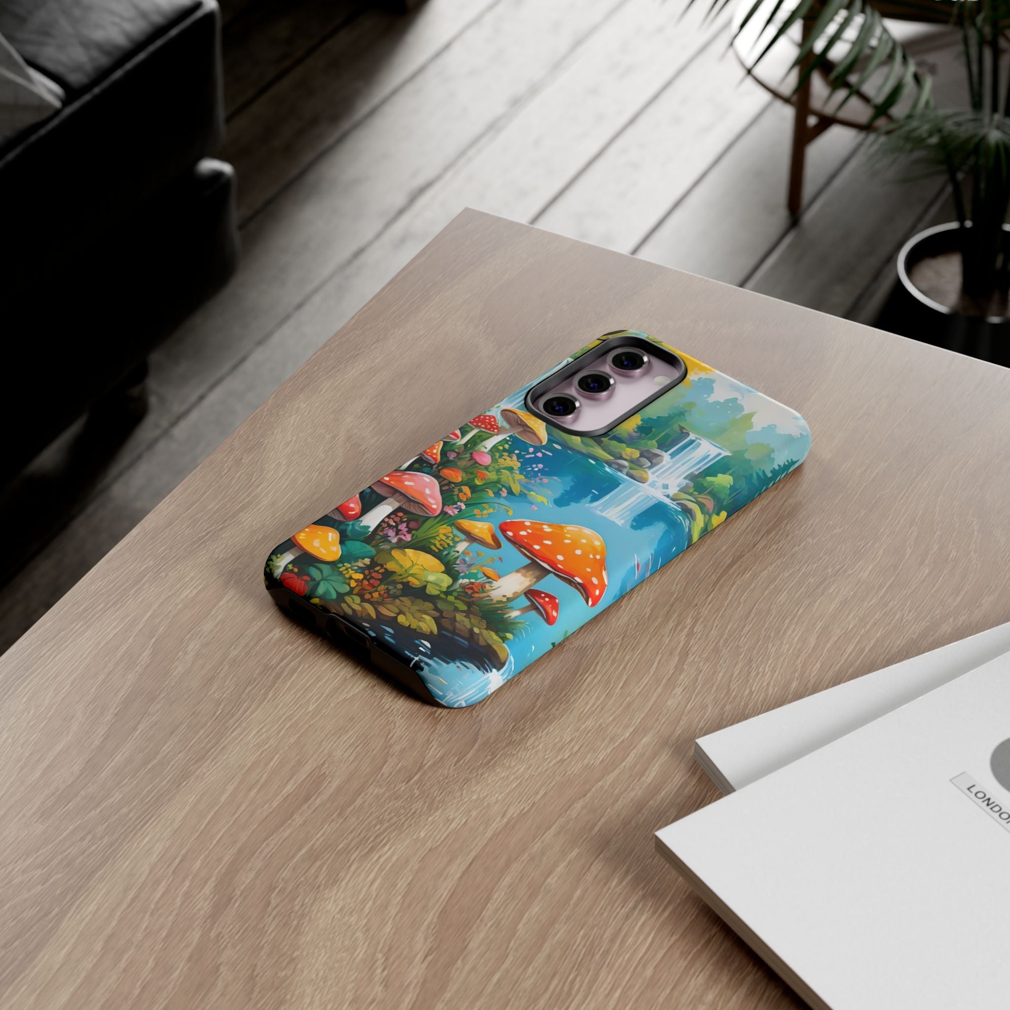 Mushroom Phone Case with Vibrant Nature Scene