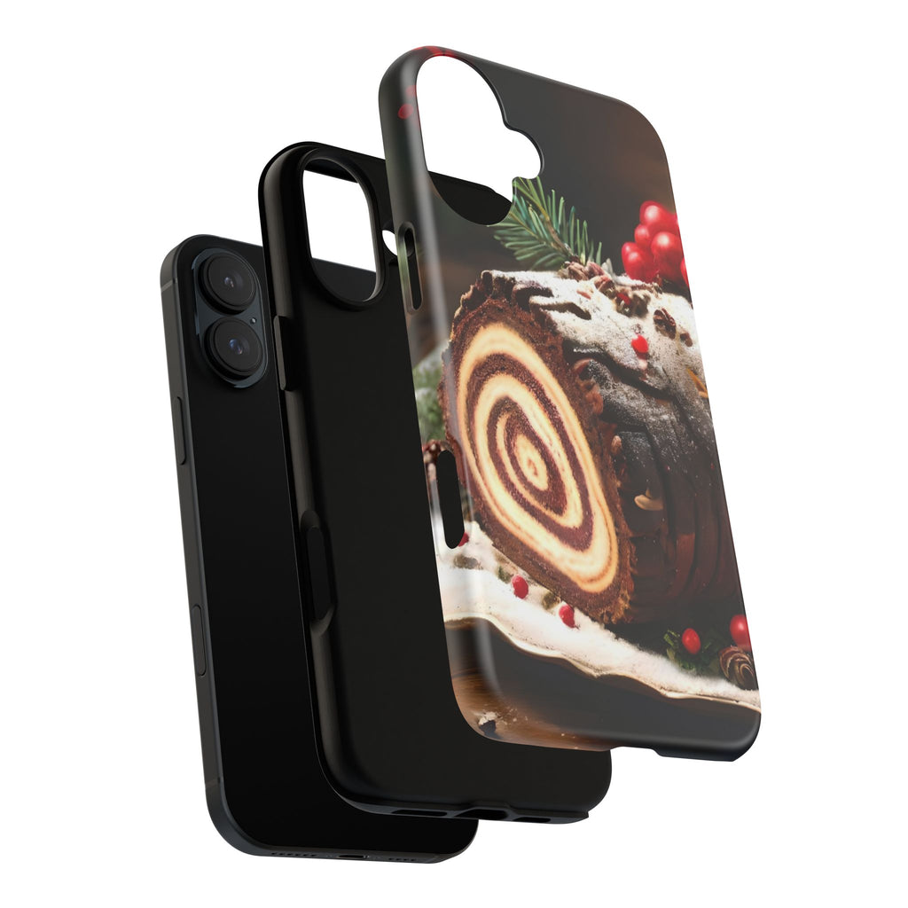 Festive Phone Case with Yule Log Design