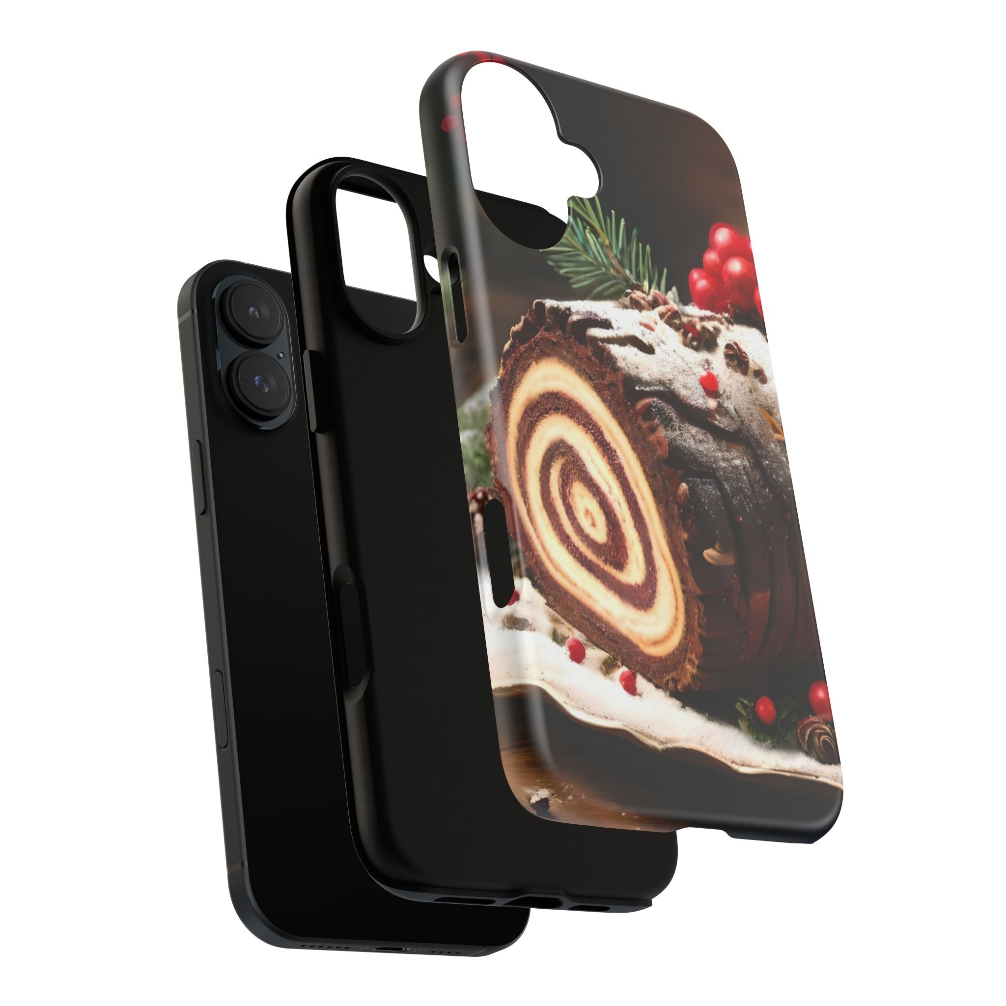 Festive Phone Case with Yule Log Design