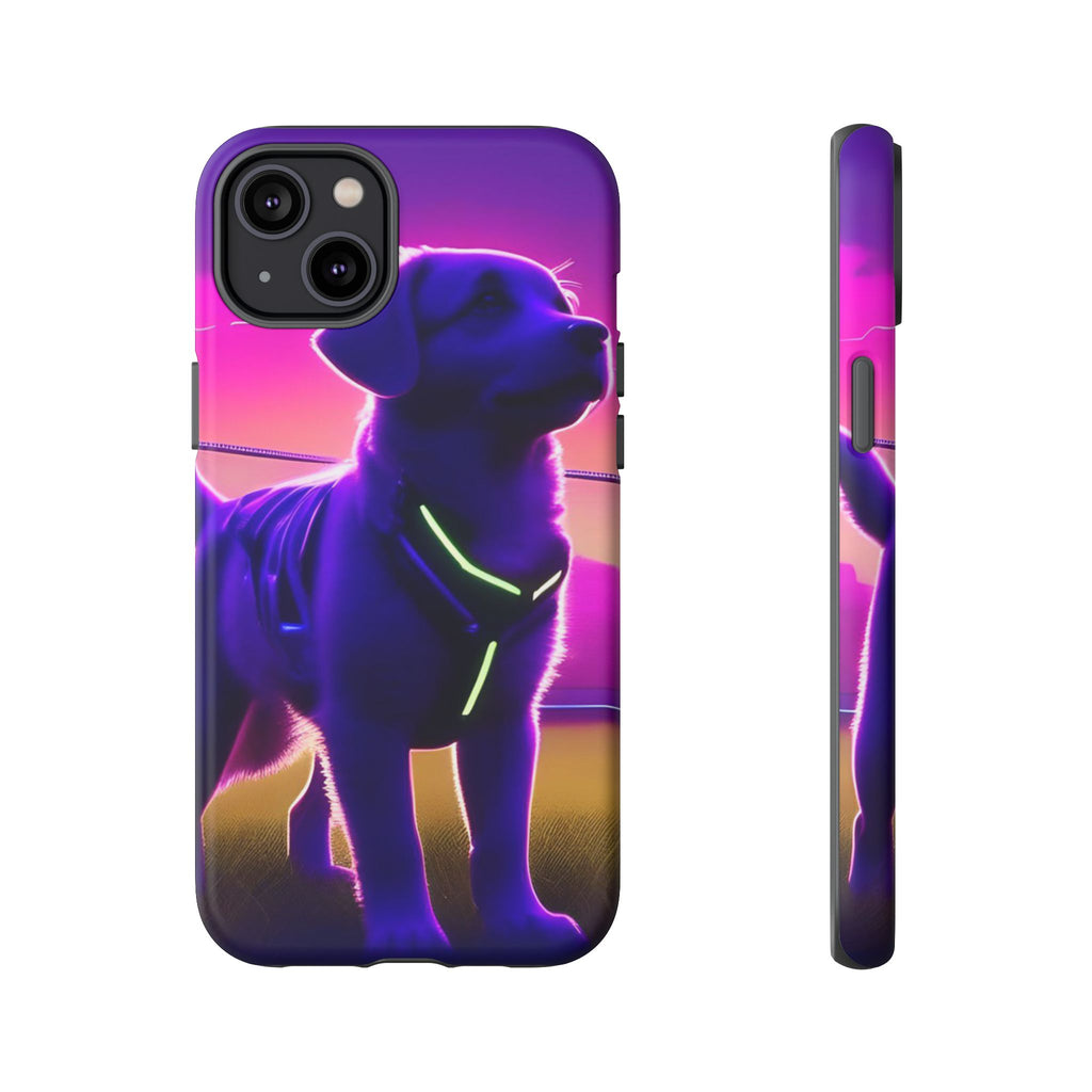 Coque de téléphone motif chien néon vibrant