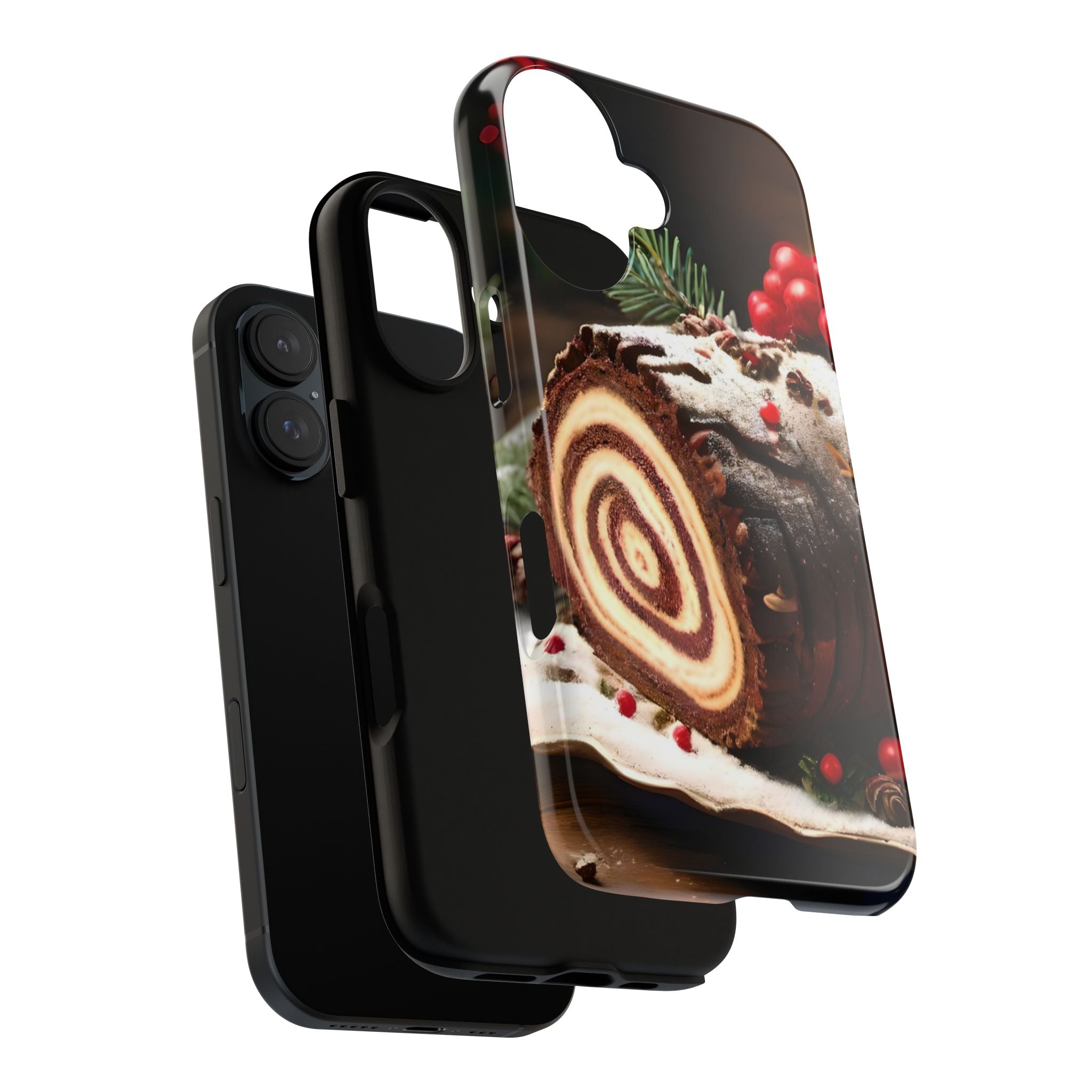 Festive Phone Case with Yule Log Design