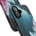 Faisceau lumineux coloré de la grotte de cristal, étui de téléphone