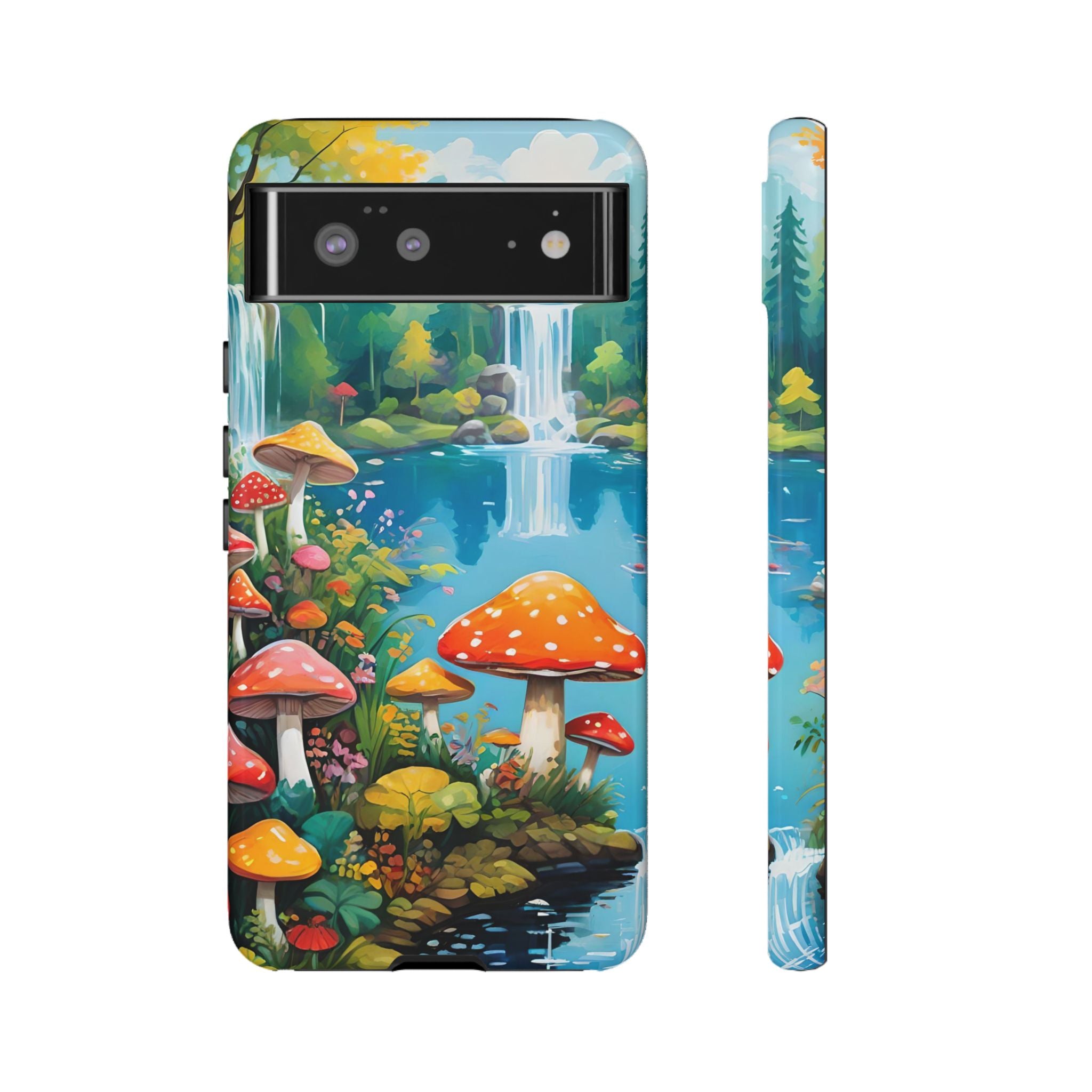 Mushroom Phone Case with Vibrant Nature Scene