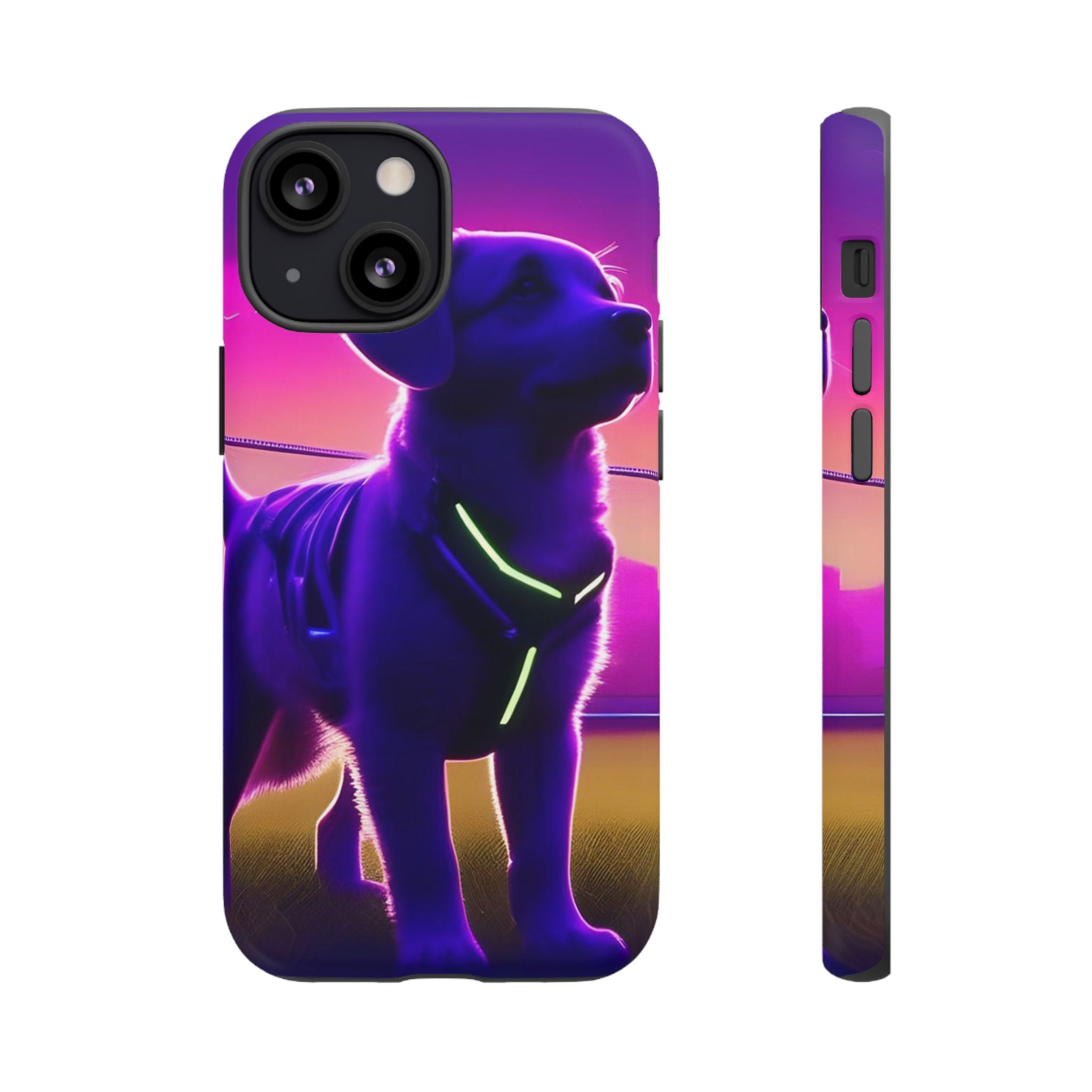 Vibrant Neon-Style Dog, Phone Case