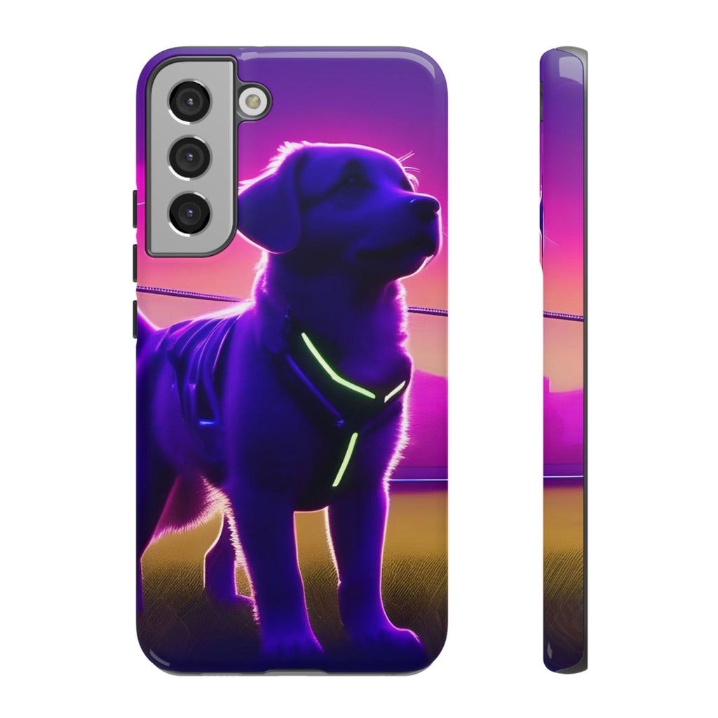 Coque de téléphone motif chien néon vibrant