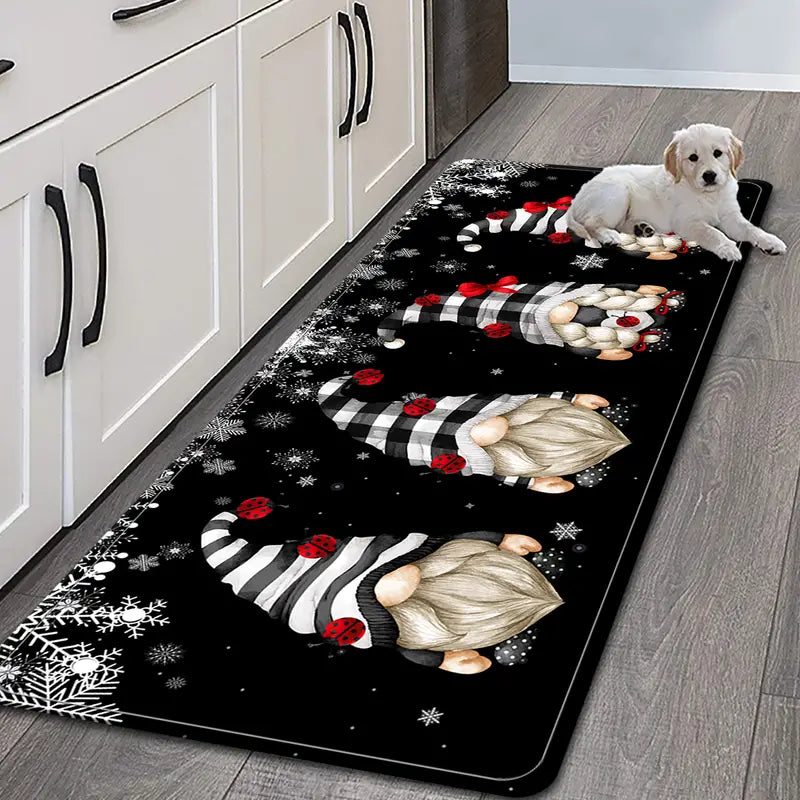 Adorable Christmas Faceless Gnome Kitchen Rug-1
