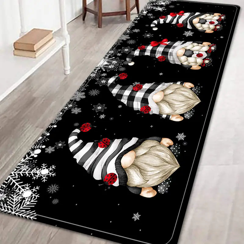 Adorable Christmas Faceless Gnome Kitchen Rug-3