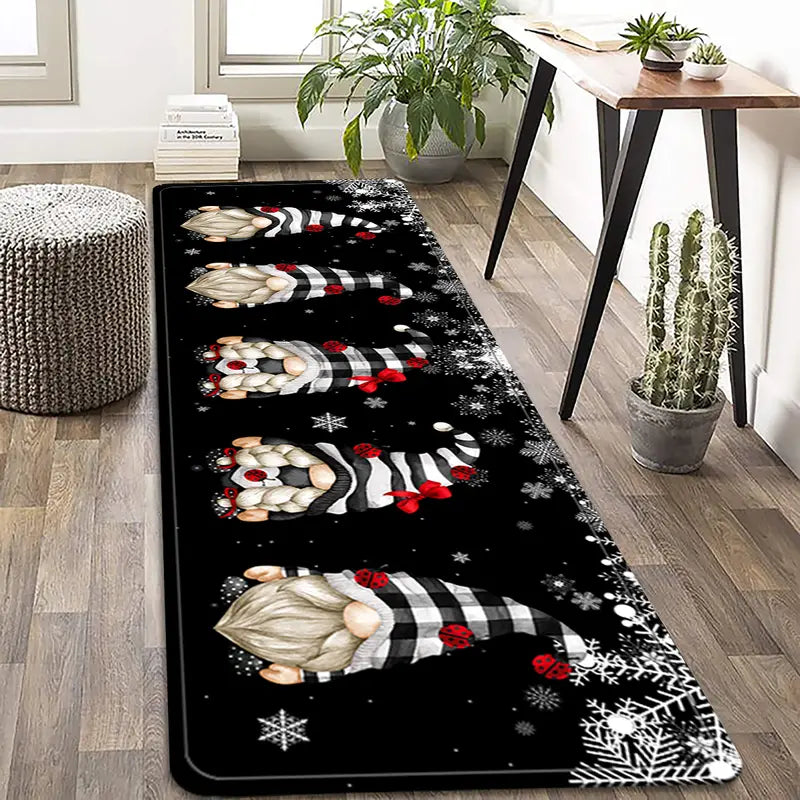 Adorable Christmas Faceless Gnome Kitchen Rug-2