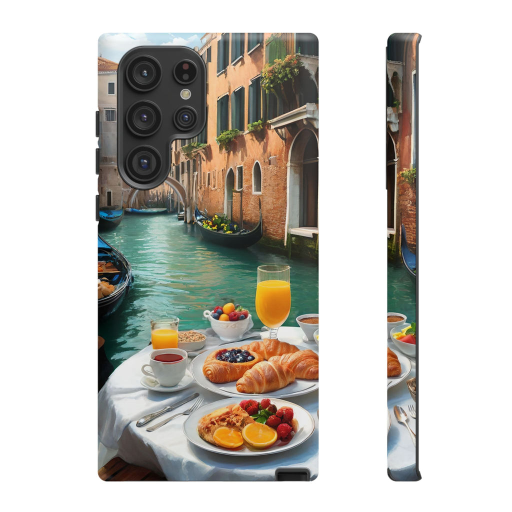 Scène de petit-déjeuner à Venise, étui de téléphone