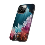 Faisceau lumineux coloré de la grotte de cristal, étui de téléphone