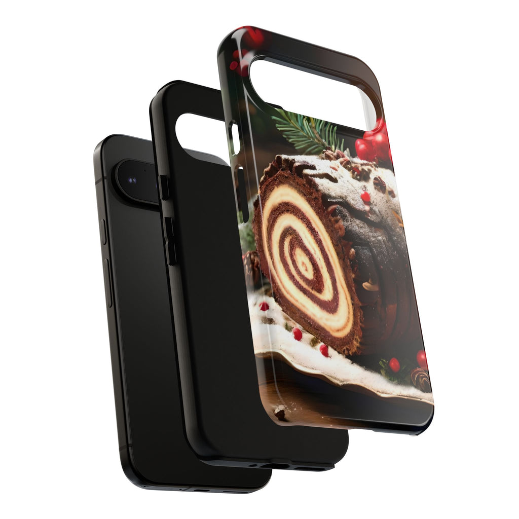 Festive Phone Case with Yule Log Design