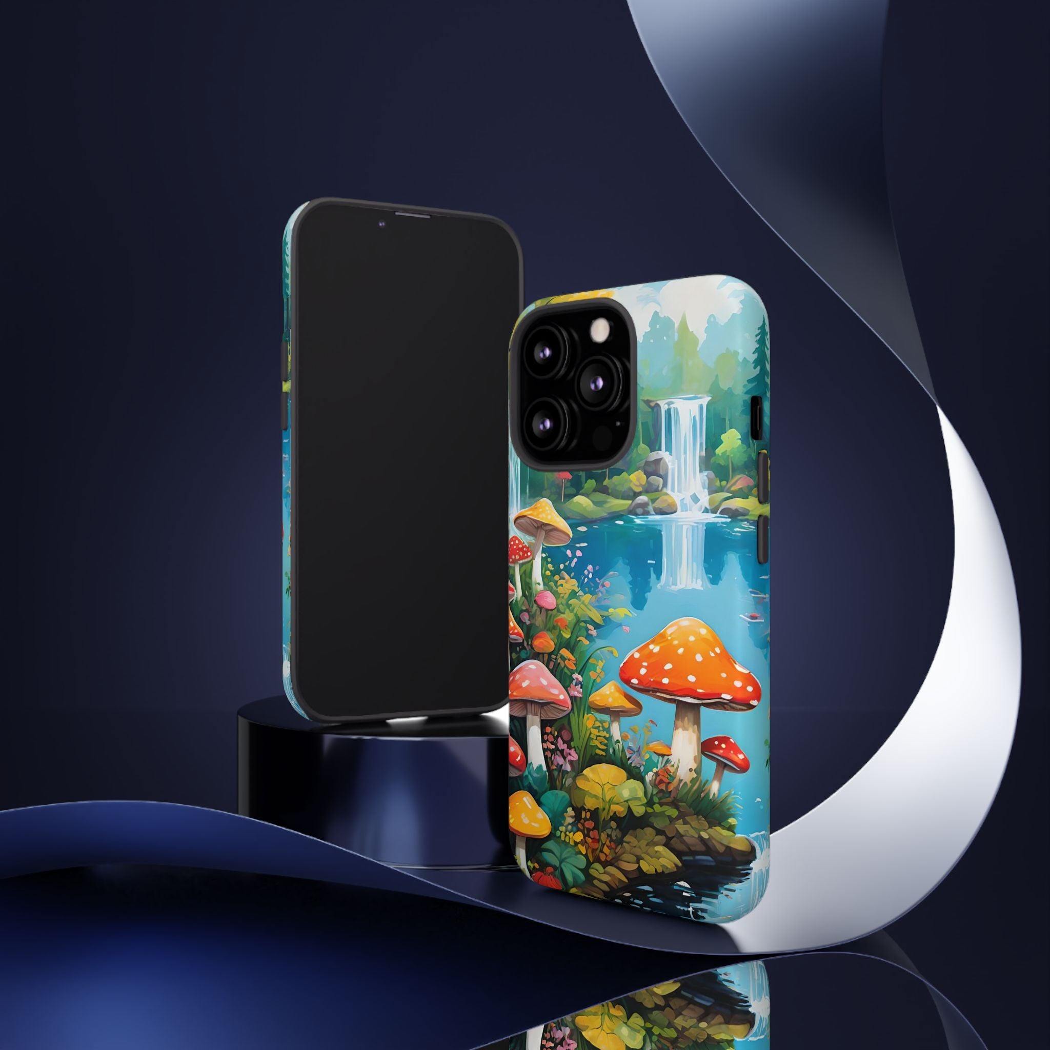 Mushroom Phone Case with Vibrant Nature Scene