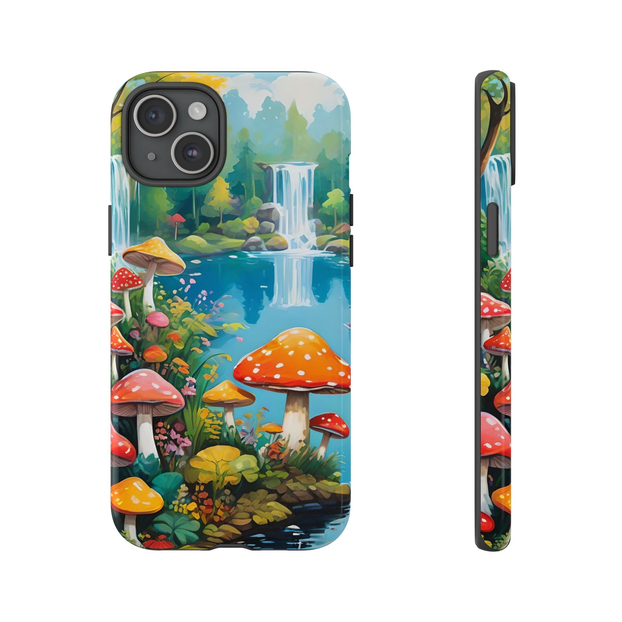 Mushroom Phone Case with Vibrant Nature Scene