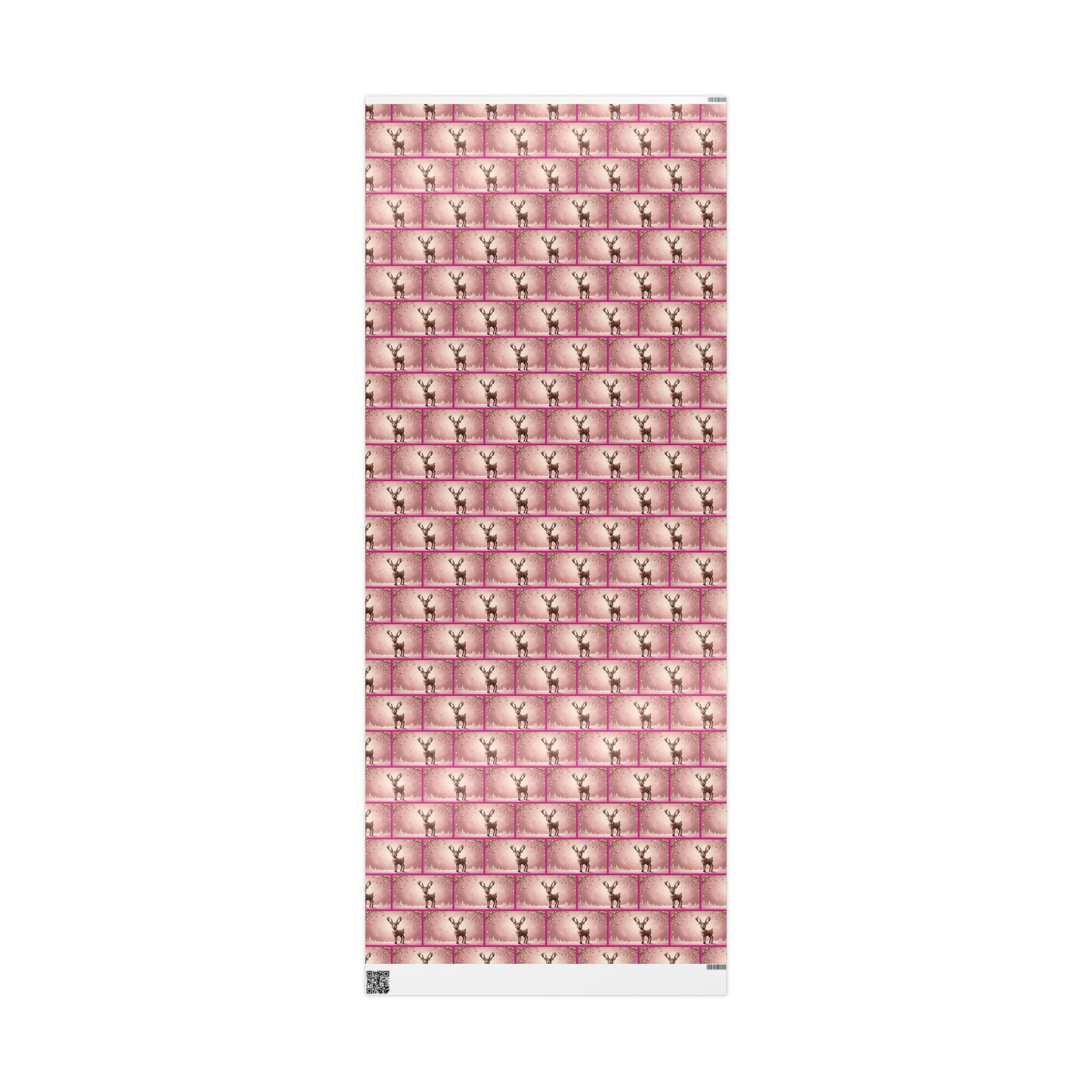 Pink Reindeer Holiday Scene, Christmas Gift Wrap Paper