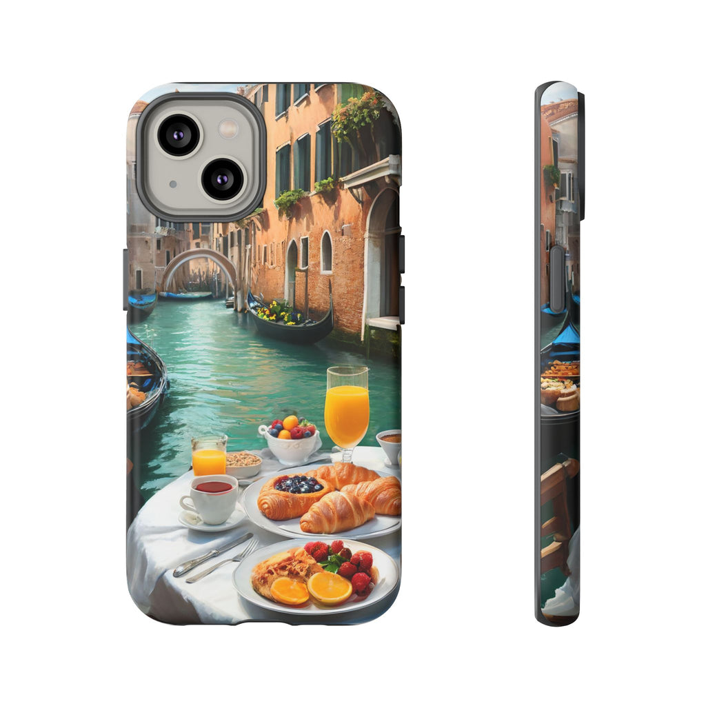 Scène de petit-déjeuner à Venise, étui de téléphone