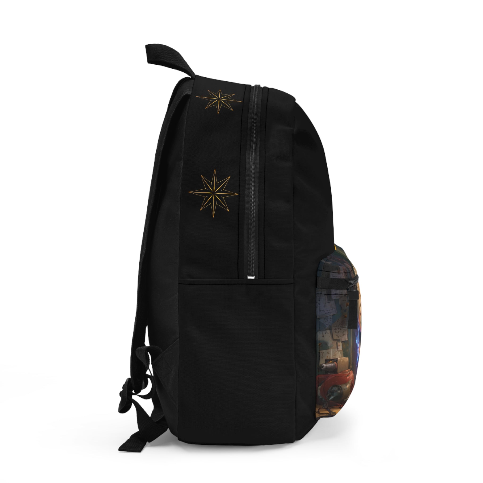 Stay Curious Quote and Scientist Art, Black Backpack