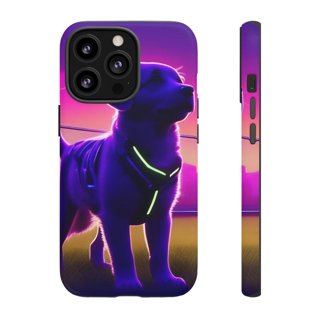 Coque de téléphone motif chien néon vibrant