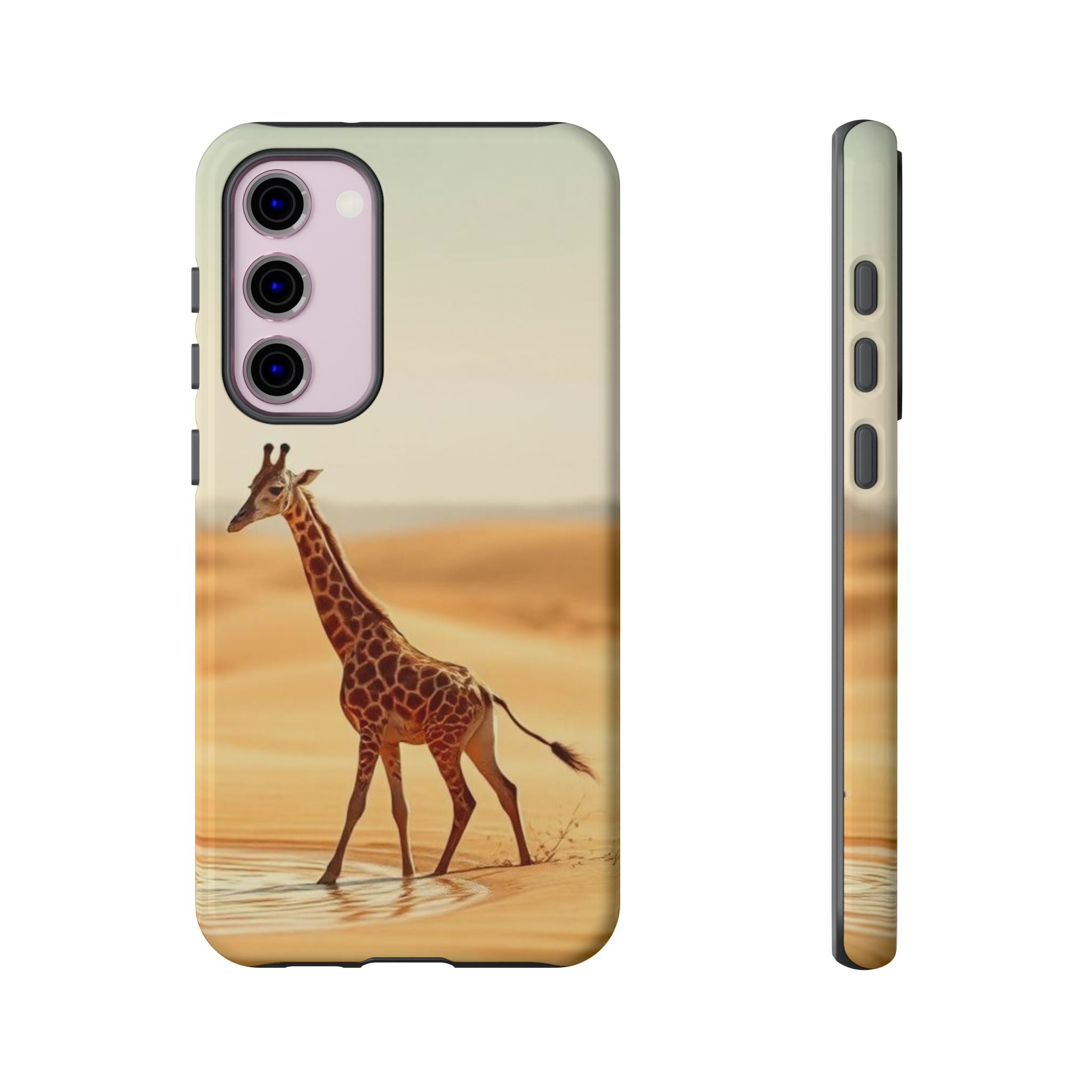 Giraffe Desert Scene, Phone Case