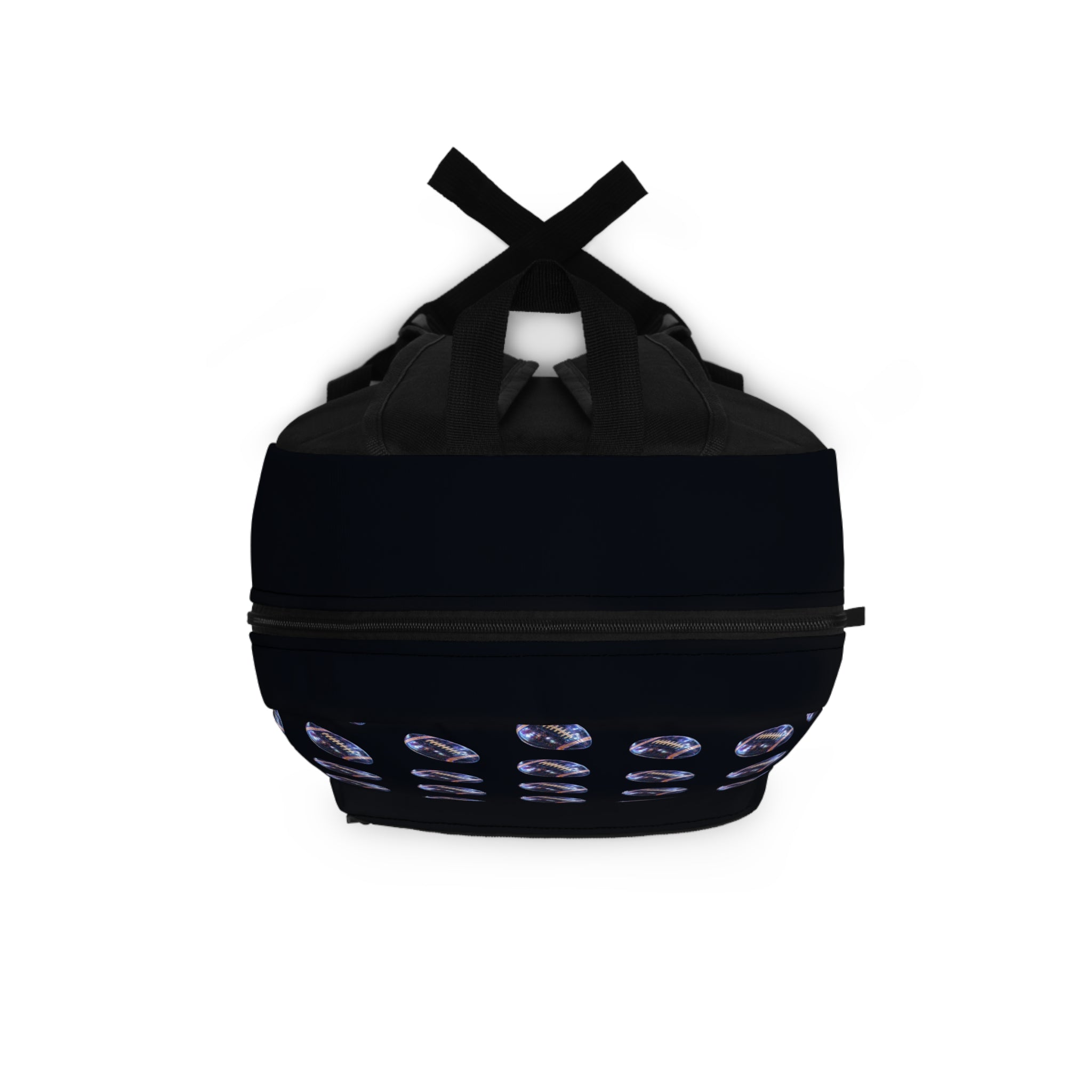 Neon Football Pattern Print, Black Backpack