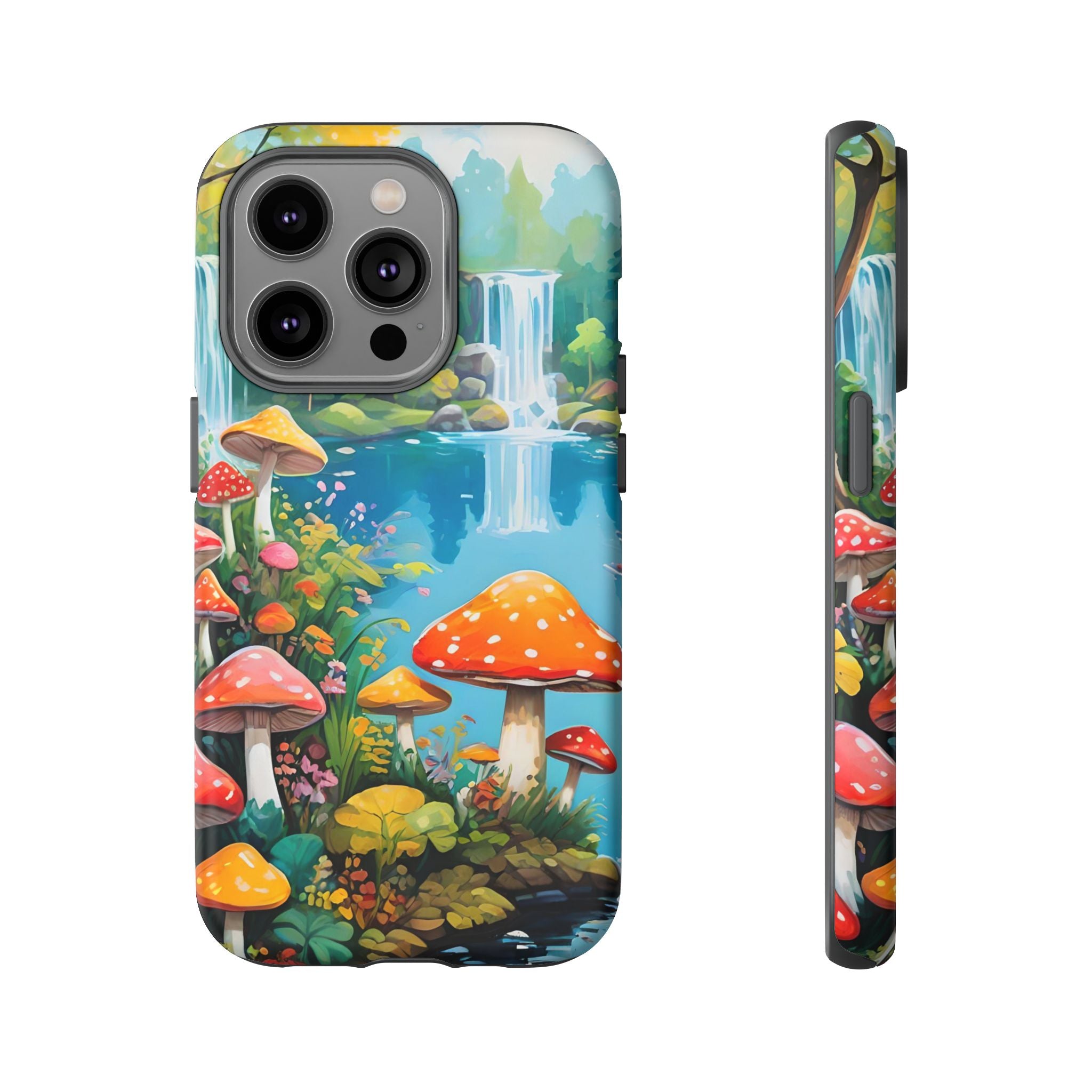 Mushroom Phone Case with Vibrant Nature Scene