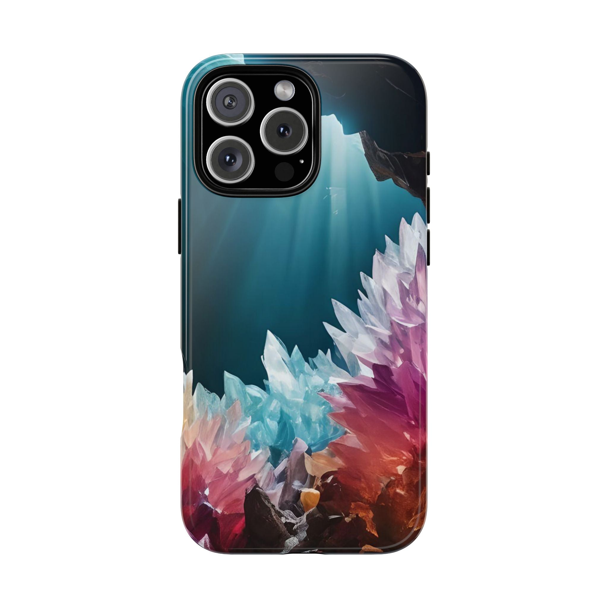 Colorful Crystal Phone Case, Tough Phone Cover, Gemstone Case, Unique iPhone Cover, Vibrant Art Protector, Gift for Geology Lovers